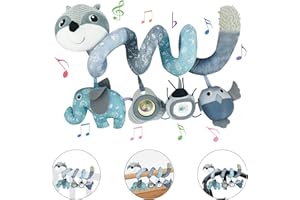 Coriver Spirale d'activité bébé, Spirale Poussette Jouets d'activité et de développement, Spirale Suspendu Jouet Poussette Bebe, Lit Suspendu Jouet, Spirale Jouets de Siège Voiture(2. Gris)