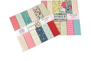 ewtshop - Carta decorativa, 48 fogli in formato 30,5 x 30,5 cm, 24 fantastici motivi, stampata su entrambi i lati, carta decorativa per lavori di bricolage