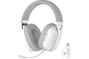 ATTACK SHARK L80 Ultra Leichtes Drahtloses Gaming-Headset, BT 5.3, 2.4G, 3.5mm Kabelgebunden, 50 Std, 40mm Pro-G Treiber, Gaming-Kopfhörer mit Abnehmbaren Mikrofon, für PC, Mac, Mobilgeräte - Weiß