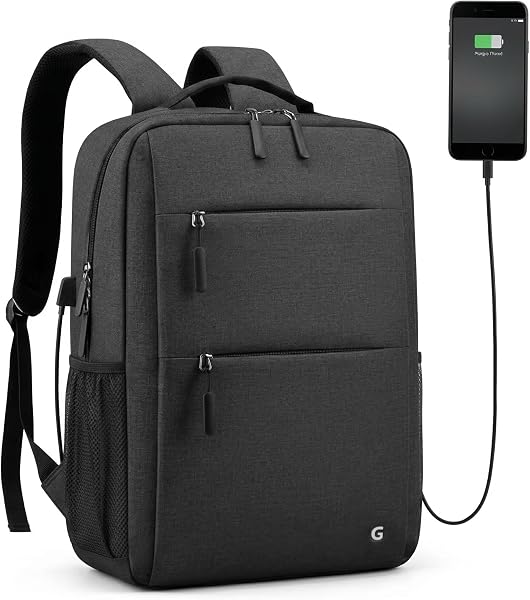 GadgetBite Graphite 20L Laptop Backpack with 15.6" Laptop Compartment, USB Charging Port, Organiser Pockets and Bottle Holder. Ideal for Office, College and Tra