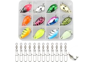 YunBey Boite de Leurres de Pêche 12 Pièces Cuillers de Pêche et 12 Emerillon Peche Mer Leurre de Peche Carnassier pour Brochet Perche Truite Poids 2,5 g