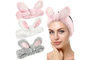 MEANJU Fascia Capelli Donna Trucco 3 Pezzi, Fascia Capelli Skincare, Fasce per Capelli Elastiche in Pile di Corallo, Spa Shower Face Washing Hairband, per Il Lavaggio di Bellezza del Viso Spa