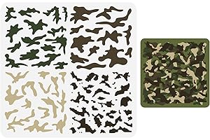 FINGERINSPIRE Stencil mimetico per pittura, 30 x 30 cm, riutilizzabile, a strati, motivo mimetico, stencil in plastica per dipingere su pareti, mobili in legno, decorazioni per la casa fai da te