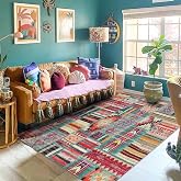 Latte Dizayn Brandi Desenli Kadife Pamuk Tabanlı Yıkanabilen Kaydırmaz Antibakteriyel Salon Halısı 160x230