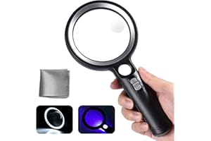 NTRJTRSS 30 LED Lente d'ingrandimento con Luce, 30X 45X 60X Lente Ingrandimento Professionali 2 Modalità, Lente d'ingrandimento led per Lettura, Ispezione