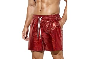 Casey Kevin Metall Shorts Herren Glänzende Kurze Hose Party Gold Silber Shorts Bar Metallic-Shorts Pailletten Boxershorts
