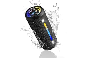 OHAYO Bluetooth Lautsprecher mit LED Licht, 25W Dualen Treibern Bluetooth Box, Tragbare Musikbox, 24H Akku, Bass Boost, IPX7 Wasserdicht, 6 RGB Modi, Outdoor Speaker für Wandern