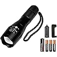 JAMUNESH Rechargeable Torch Flashlight, 5 Modes Ultra Bright Cree Led Torch Light Water Resistant High Power with Adjustable Focus & Recharging Kit for Emergency (Black)