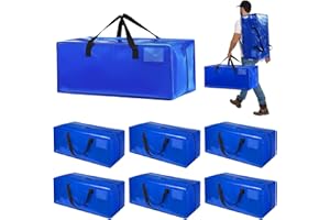 Focenat 6 Stück Große Aufbewahrungstasche 90L, Heavy-Duty Umzugstaschen mit Rucksackgurten und Griffee, Robuste Wasserdicht umzugstasche mit Reißverschluss, für Umzug Camping Bettwäsche Aufbewahrung