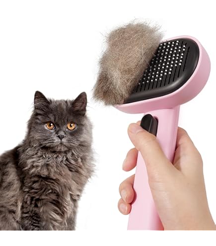 Brosse Auto-nettoyante Pour Chats Et Chiens - Poignée Ergonomique, Nettoyage En Un Clic - Pour Poils Courts Et Longs