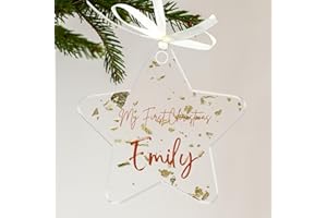 Uniqicon 12 Pezzi Di Fiocchi Di Foglia D'Oro A Forma Di Stella, Ornamenti In Acrilico Vuoti - Decorazioni Natalizie Fai Da Te Trasparenti, Portachiavi In ​​Acrilico, Segnaposto, Targhette