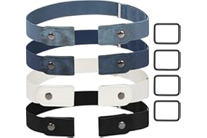 CoKeeSun 4 Stück Grtel Ohne Schnalle, Unsichtbarer Stretch Elastischer Grtel Schnallenloser Langlebig Justierbarer Dehnbarer Grtel für Jeans Hosen Stretchgürtel Gürtel für Damen Herren