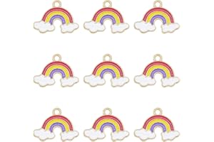 Julie Wang 20 Pieces Gold Back Enamel Metal Rainbow Clouds Charms Bracelets Earrings Necklaces Jewellery Pendants Handmade DIY Craft Accessories 19x14mm
