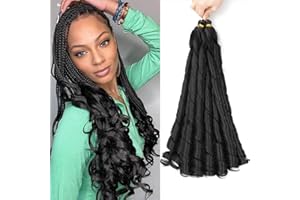 CAZSYSDD French Curly Braiding Hair for Box Braids 22 inch Loose Wave Braiding Hair Pre Stretched Bouncy Braiding Hair Crochet Spiral Curl Hair Extensions dla kobiet (1B #, 22 cale (opakowanie 6))