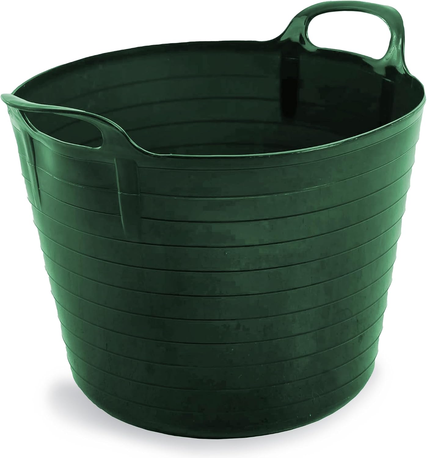 42 LITRE FLEXI BUCKET LARGE TUB GARDEN CONTAINER FLEXIBLE STORAGE HORSE FEED TRUG REINFORCED HANDLE BASKET (DARK GREEN)
