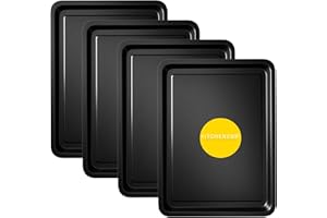 HOMEWARE HUT 4-Pack - Essentials Baking Tray Set 32cm by KITCHENEUR - Easy Cleaning Baking Tray/Pan, Non-Stick Tin, Multi-Pack Set Oven Trays - Dishwasher Safe and Easy Cleaning