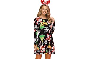 For G and PL Women Christmas Long Sleeve Xmas Printed Casual A-Line Dress S-XXL