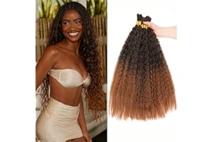 XIIMENALU Kinky Straight Wavy Braiding Hair for Boho Braids Wet and Wavy Bulk Hair No Weft Yaki Proste Rebundle Braids (T30#, 50 cm (3 sztuki (6 szt.)