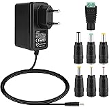 ALSISK 12V 2A 24W DC Netzteil,AC 100-240V auf DC 12V für LED Streifen,Aquarium,CCTV Kamera,WiFi Router,Weihnachtsbaum,ESCAM QD300,Scanner,Hub,Telekom,T-Com,Speedport,Radiowecker+7 Umwandlungsköpfe
