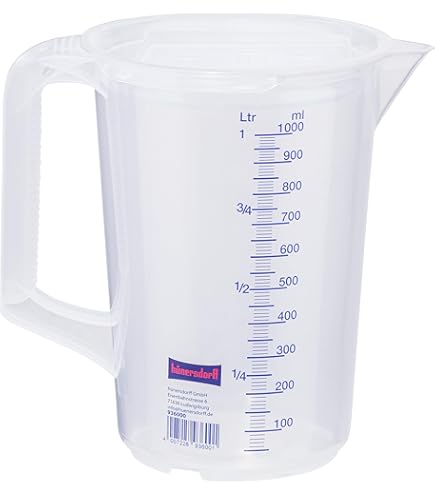 Thermohauser Measuring cup with closed handle, 2000 ml, plastic PP, blue bowl in liter and milliliter 8300040087 transparent