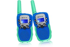 Retevis RT388 Walkie Talkie FöR Barn, Lå Ngdistansleksaker för 3-12 år Gamla, 8-Kanals Lcd-Ficklampa, Presenter för Camping, äVentyr, Vandring (1 Par, Blå Cyan)