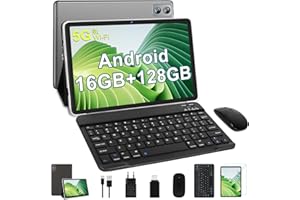 SEBBE WOZIFAN Tablet 10 pollici Android Tablet PC 16GB RAM + 128GB ROM + TF 512GB Octa-Core 2.0 GHz, | 8000mAh | 1280 * 800 Pixel | 5MP + 13MP | 5G WiFi | Bluetooth5.0, Tablet con tastiera e mouse Grigio