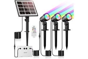 MEIHUA reflektory słoneczne ogrodowe na zewnątrz rgb 10 kolorów 30 trybów dynamicznych lampy ogrodowe ze zdalnym sterowaniem 2 poziomy jasności Oświetlenie ogrodowe Timer IP66 Wodoodporny 3 sztuk