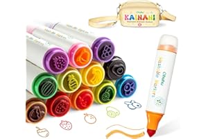 ‎OHUHU Ohuhu Filzstifte Kinder Auswaschbar mit Stempelstifte - 12 Farben Marker | Wasserbasierte ungiftige Fasermaler Kinder Extra dicker Griff | Mit kindgerechter Spaß-Tasche | Malstifte Ab 3 Jahre