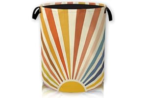 HUSITI Laundry Basket, Dirty Clothes Basket, Foldable Waterproof Oxford Cloth Storage Basket for Bedroom, Bathroom, Clothes,Large Storage Basket Home Decoration 66L(Boho Sun)