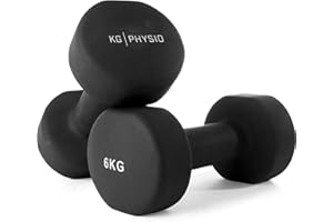 KG Physio Mancuernas y Póster A3 con Ejercicios Ejemplo - Mancuernas con Forro de Neopreno, Agarre Cómodo, Resistente al Sudor y con Tecnología anti-roll