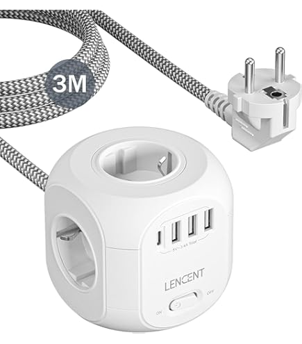 VOOMY 13-in-1 Toren Stekkerdoos met USB, Afneembare 2500W Powercube met Schakelaar, Tweedelige Stekkerdoos met Overspanningsbeveiliging en 2M kabel, Zwart