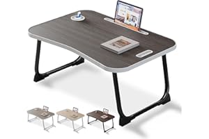 WEIQILE Laptop Bett Tisch, Beinen, tragbarer Frühstückstisch zum Essen, Lesen, Schreiben auf dem Bett, Sofa, zu Hause und im Büro (Dark Grey)