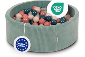 KiddyMoon Piscina 90X30cm/200 Palline In Schiuma Rotonda Morbida Per Bambini