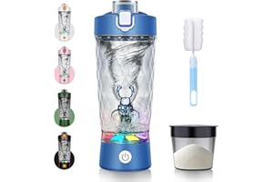 SOARFLY Shaker electrique 650 ml shaker electrique proteine avec compartiment à poudre, shaker electrique usb bouteille shaker de protéines sans BPA, shaker éléctrique pour poudre de potéine, bleu
