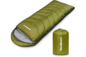 Yordawn Saco de Dormir Adulto Niños Ultraligero y Compacto, Saco Dormir Camping 4 Estaciones Sacos de Dormir Invierno Verano, Saco Cama Impermeable para Viajes Senderismo, Aceituna