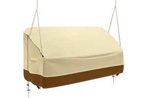 WIDESMILE Garden Swing Cover Hanging Porch Swing Cover 420D Waterproof Outdoor Hammock Swing Covers Patio Wooden Yard Swing Chair Covers Replacement (Begie, 142x81x64cm)