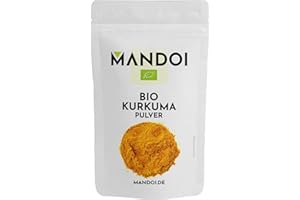 ‎MANDOI Mandoi Bio Kurkuma Pulver 1000g, 4 - 5,5 % Curcumin Gehalt, Gelbwurzel turmeric organic powder, Curcuma, Kurkumapulver Bio -Qualität