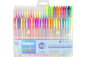 Gurkkst 48 Penne Gel 1 mm Diametro Colorate per Adulti e Bambini da Colorare, Disegnare e Scrivere (12 Metallico + 12 Glitterato + 12 Neon + 12 Pastello)