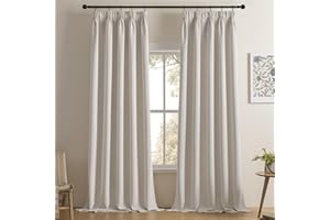 Softalker Nieprzezroczyste Zasłony Zaciemniające Z Taśmą Marszczącą - Beżowe, 245 cm Długości, 140 cm Szerokości - Do Salonu, Termiczne, Zestaw 2 Sztuk