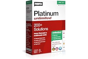 Nero Platinum Unlimited | Boîte de détail avec CD | Édition vidéo | Gérer et lire les médias | Intelligence artificielle | 8K | Photos | Musique | Réglage du PC | Windows 11 / 10 / 8 / 7