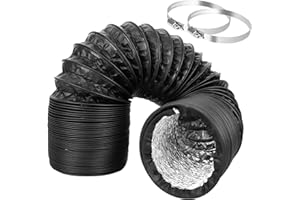 DMJJSD Abluftschlauch Ø100mm, 3m Flexibel PVC Alurohr Abluftschlauch Klimaanlage Schlauch Verlängerung mit 2 Schlauchschelle Edelstahl für Klimaanlagen,Abzugshaube,Wäschetrockne (Schwarz)