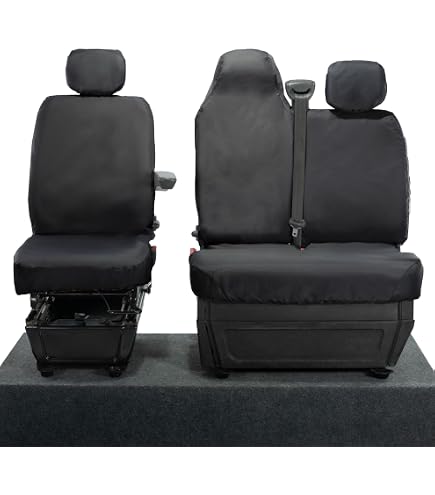 RhinosAutostyling Quilted Grey Piping Van Seat Covers For Renault Master – Front Full Set