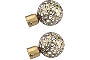 FLAMEER 2 Pieces Screw In Curtain Finials Ends Cap With Hollow Out Design - 22mm Diameter - 3# Bronze