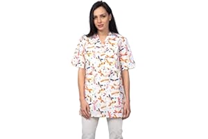 DINOZAVR Bruna Sanitario Camisa Médica con Cuello en V para Mujeres