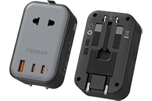 TESSAN Reiseadapter Weltweit PD 20W, Universal Travel Adapter mit 2 USB C und 1 USB A, Reisestecker Adapter Weltweit, Internationaler Steckdosenadapter für Deutschland USA England