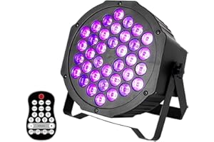 KRIDERISH Batterie UV lumière noire pour fête, rechargeable pile 36 LED UV projecteur lumière de scène DMX512 avec télécommande, lumière disco lampe noire pour DJ, fête, décoration, Noël, Halloween