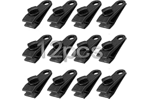 QH 12Pcs Pince à Pince pour bâche, Ensemble de Pinces à bâche résistantes Pince pour auvent instantané pour tentes Tarp Caravan Garden Shade Housse de, Noir (12)