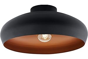 EGLO lampa sufitowa Mogano, 1-punktowa industrialna lampa sufitowa, styl vintage, współczesna konstrukcja ze stali, lampa do pokoju dziennego w kolorze czarnym, miedziana, lampa kuchenna, lampa sufitowa do przedpokoju z gniazdem E27