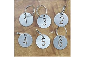 Sourcemall Numbered Tags with Key Ring Stainless Steel Circle Tags (1-50)