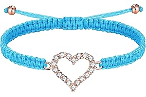 J.Endéar Bracciale Multicolore Donna Ragazza Cuore Argento 925 Zircone Oro Rosa, Bracciale Cordino Filigrana Intrecciato Fatto A Mano Regolabile 16 + 8cm, Regalo di Compleanno di Natale